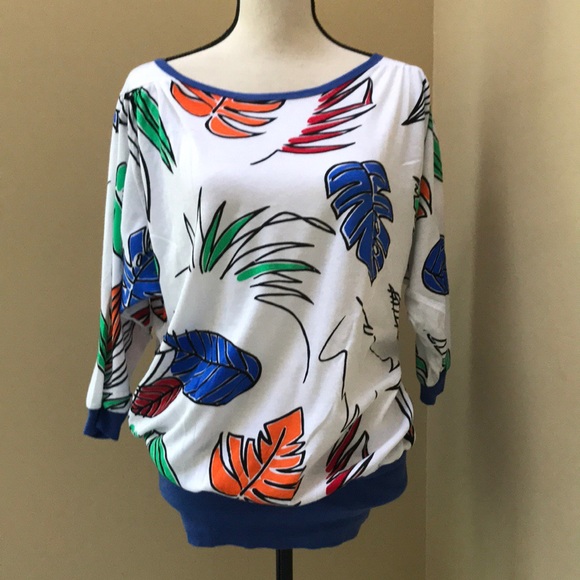 NWT Vintage Helen Sue Leaf Print Top - Picture 3 of 8